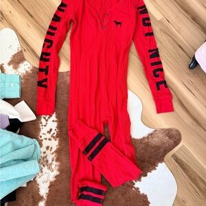 PINK Victoria's Secret Red Women’s Pajama Set with Black Details